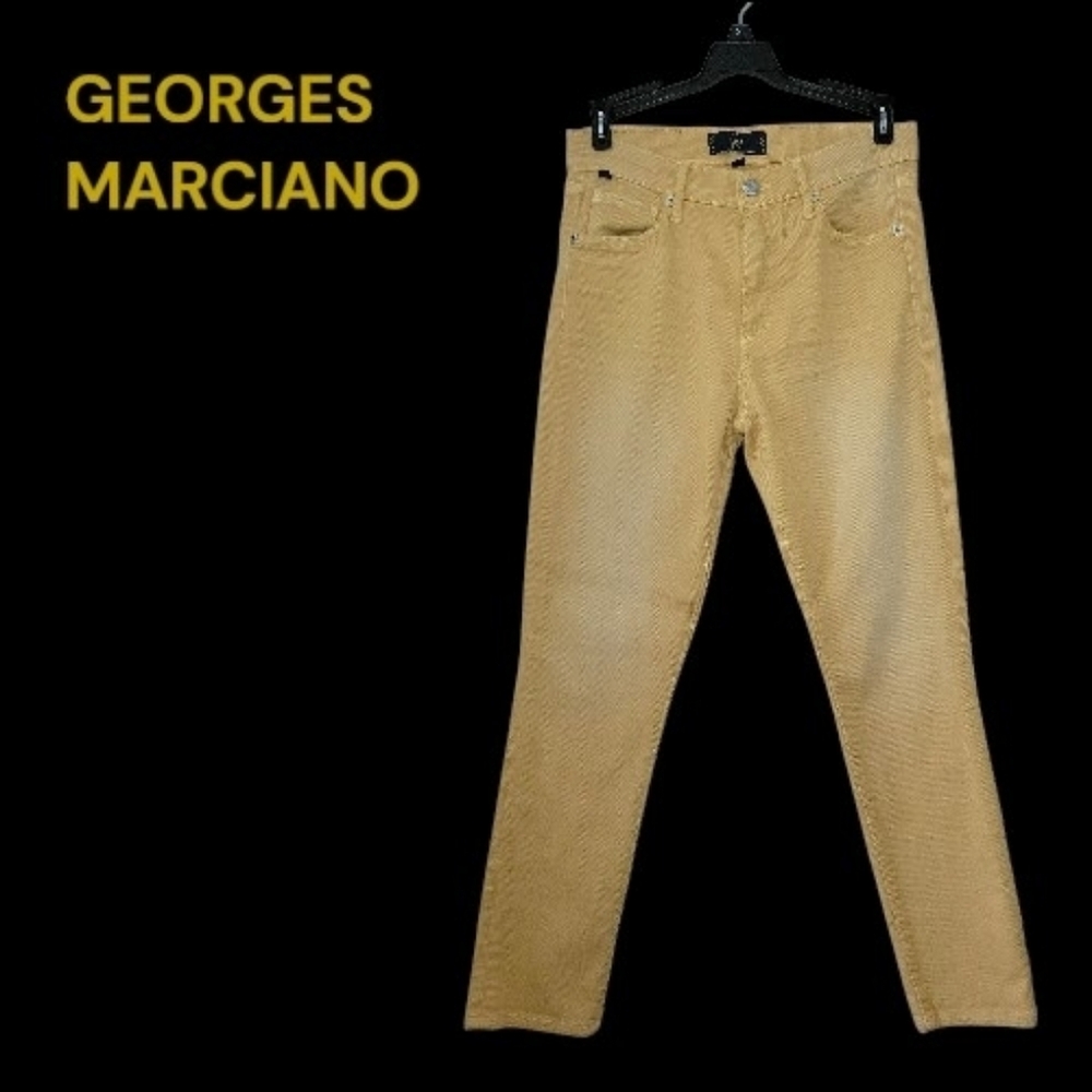 GM GEORGES MARCIANO   Straight Leg Jeans, Made in USA, Sz 27, Gold/ Yellow, EUC